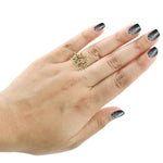Topaz Amethyst Multi Gemstone Handmade Starburst Ring In 14K Yellow Gold