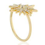 18K Yellow Gold Micro Pave Natural Diamond Starburst Ring Jewelry For Her Birthday Gifts