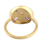 Baguette Sapphire Tanzanite Amethyst Iolite Quartz Rose Bezel Diamond 18K Gold Designer Ring