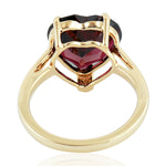 Rhodolite Garnet Heart Design Solitaire Ring In 14K Yellow Gold For Love