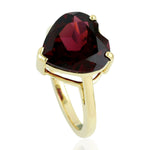 Rhodolite Garnet Heart Design Solitaire Ring In 14K Yellow Gold For Love