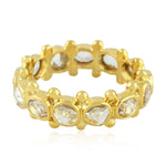 Unshaped Rose Cut Diamond Bezel Set Designer Band Ring 18K Yellow Gold Jewelry