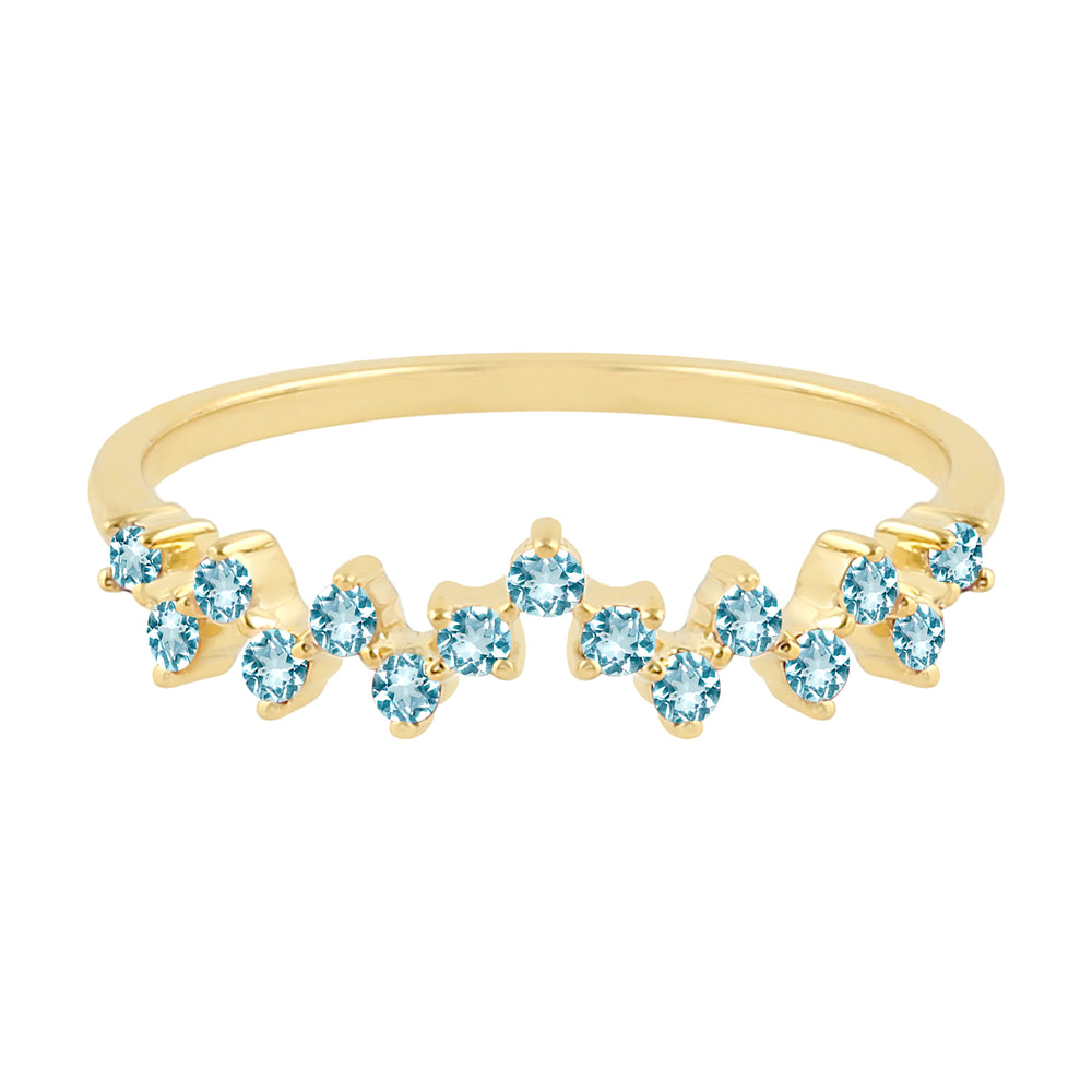 Blue Topaz Gemstone Handmade Designer Ring In 14K Yellow Gold