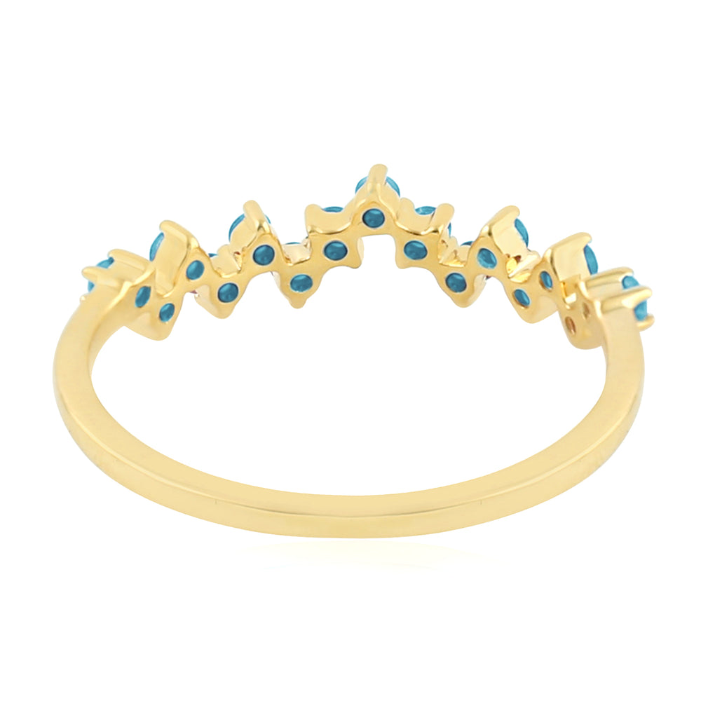 Blue Topaz Gemstone Handmade Designer Ring In 14K Yellow Gold