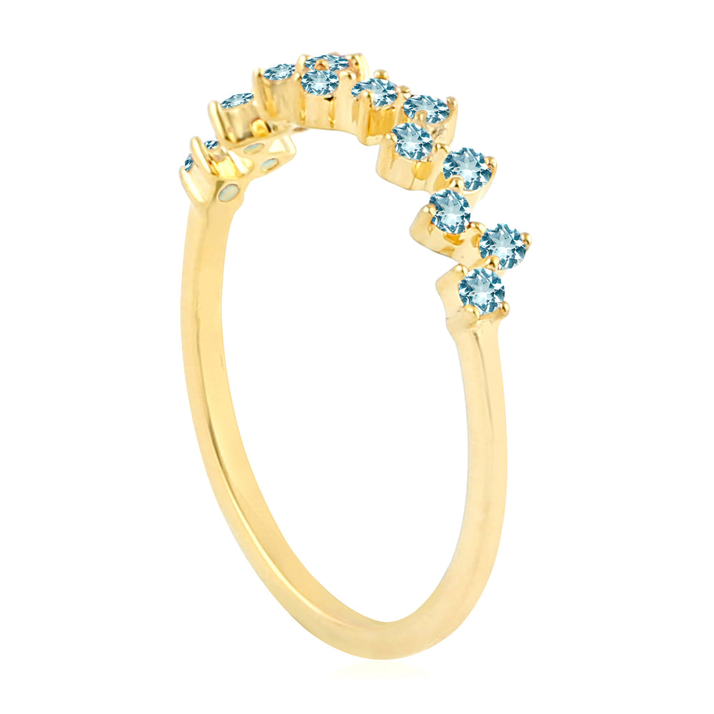 Blue Topaz Gemstone Handmade Designer Ring In 14K Yellow Gold