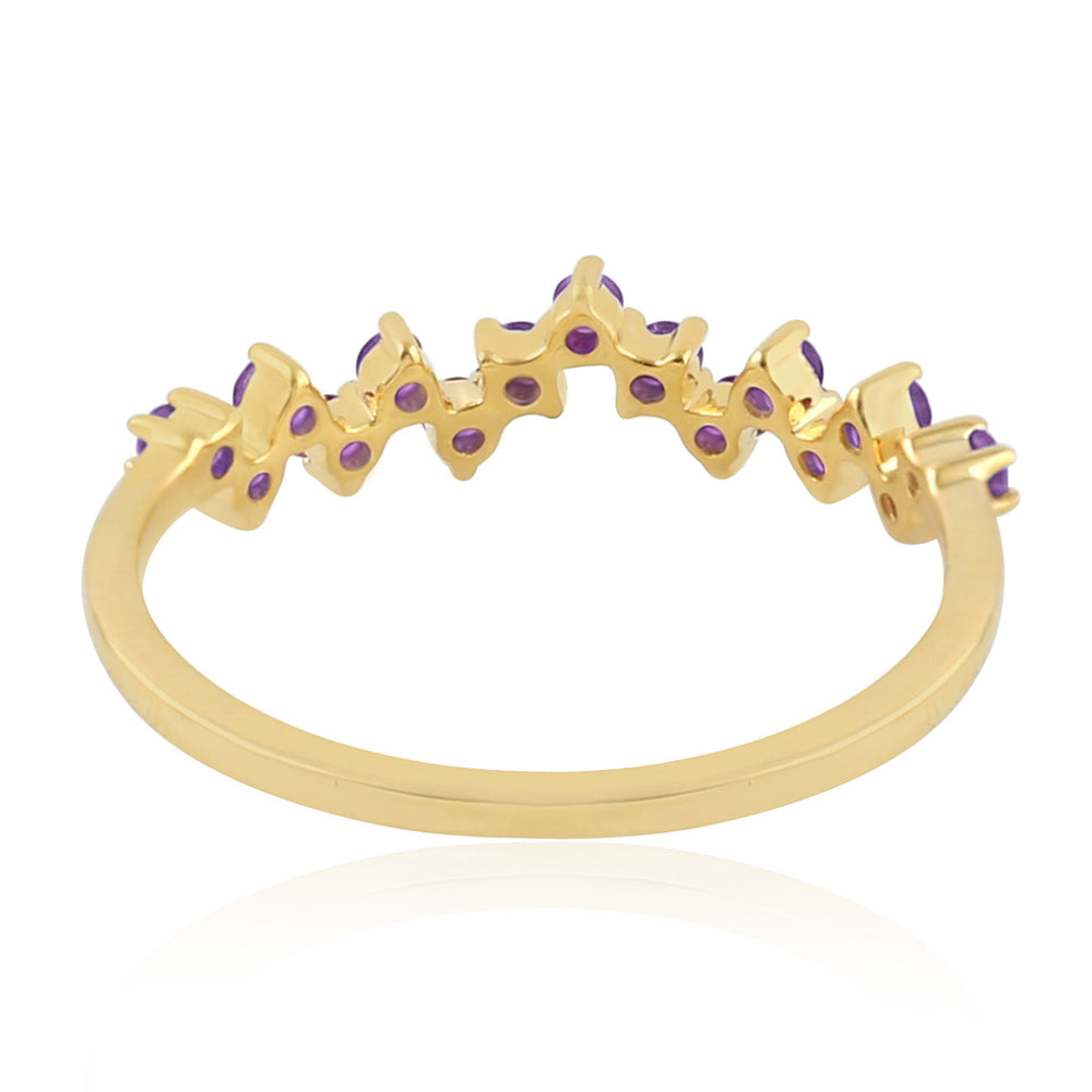 10K Yellow Gold Prong Amethyst Gemstone Designer Ring