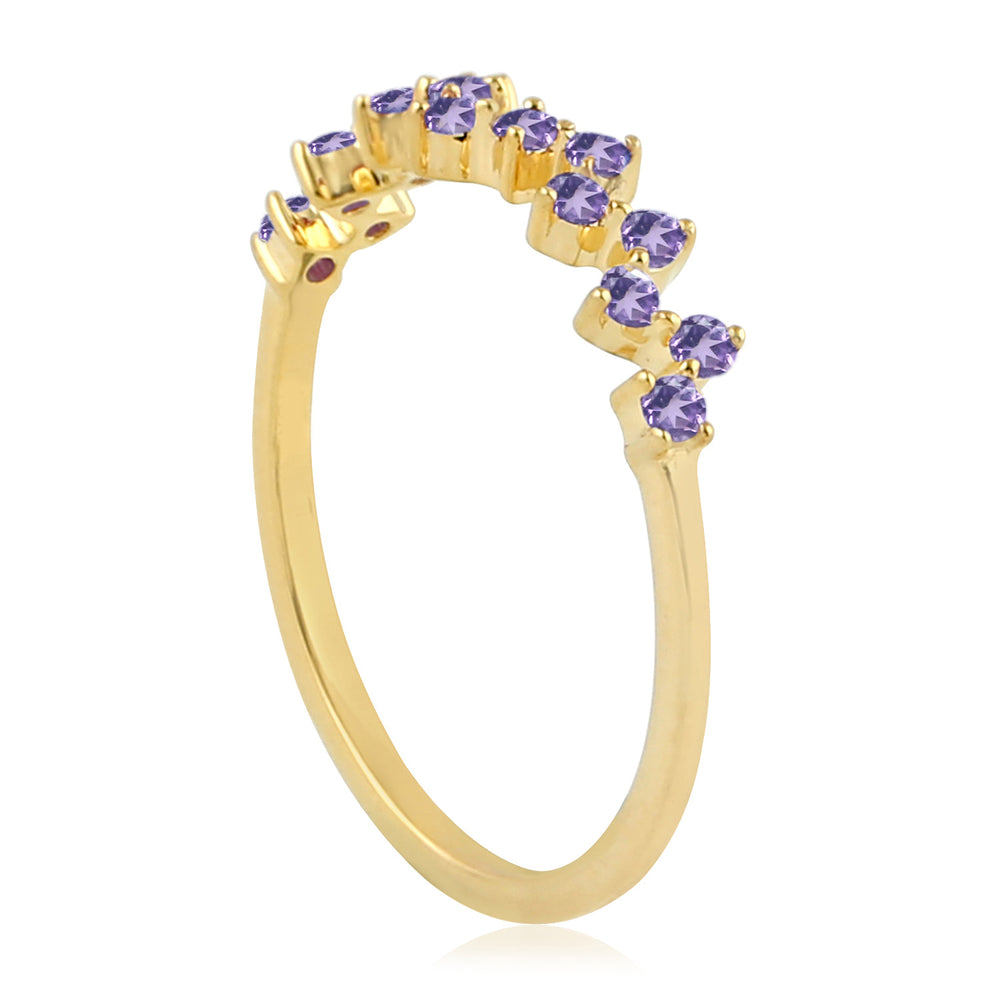 10K Yellow Gold Prong Amethyst Gemstone Designer Ring