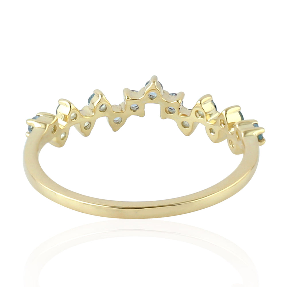 10K Yellow Gold Prong Cut Blue Topaz Gemstone Designer Ring