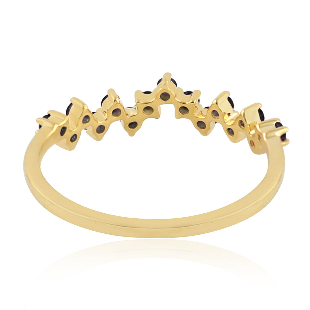 10K Yellow Gold Prong Black Diamond Designer Ring