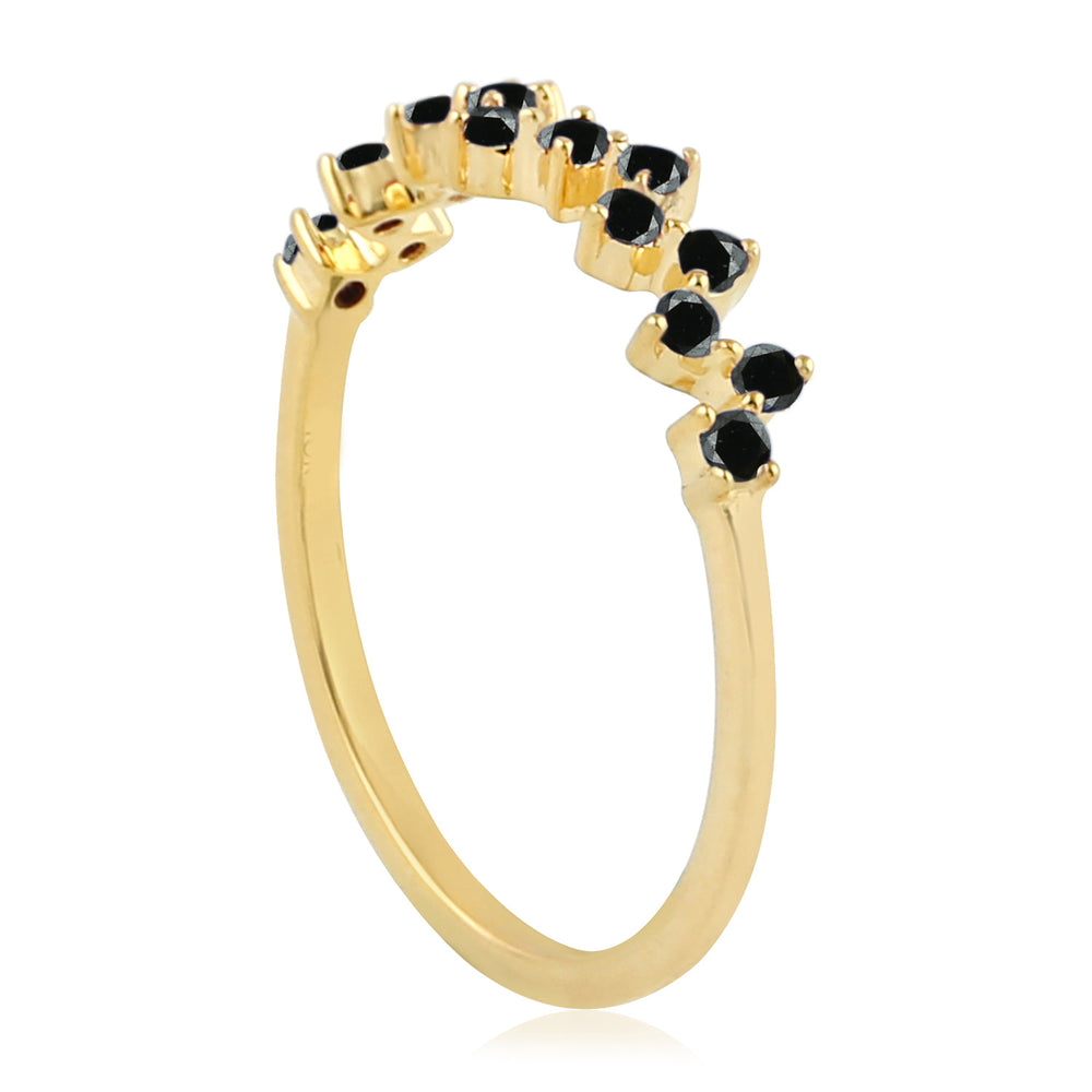 10K Yellow Gold Prong Black Diamond Designer Ring