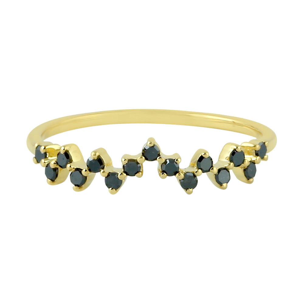 10K Yellow Gold Prong Black Diamond Designer Ring