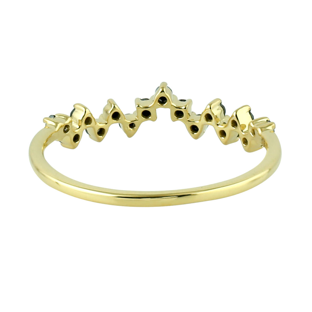 10K Yellow Gold Prong Black Diamond Designer Ring