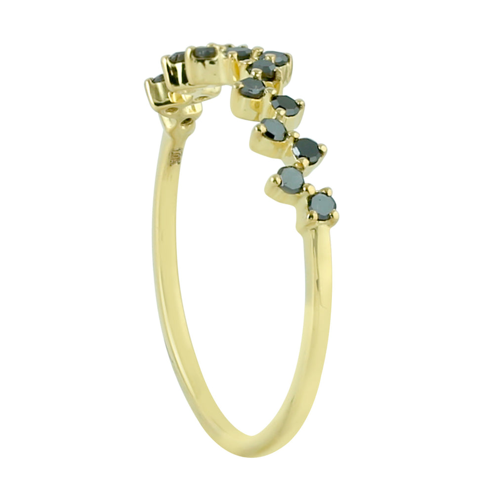 10K Yellow Gold Prong Black Diamond Designer Ring