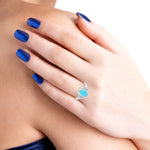 Oval Turquoise Tanzanite Designer Silver Ring For Women