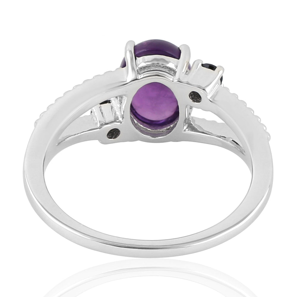 Natural Spinel Amethyst Gemstone Ring In Silver