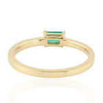 Baguette Emerald Pave Diamond Band Ring in 18k Yellow Gold For Her