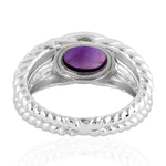 Bezel Set Amethyst Sterling Silver Designer Handmade Ring For Her