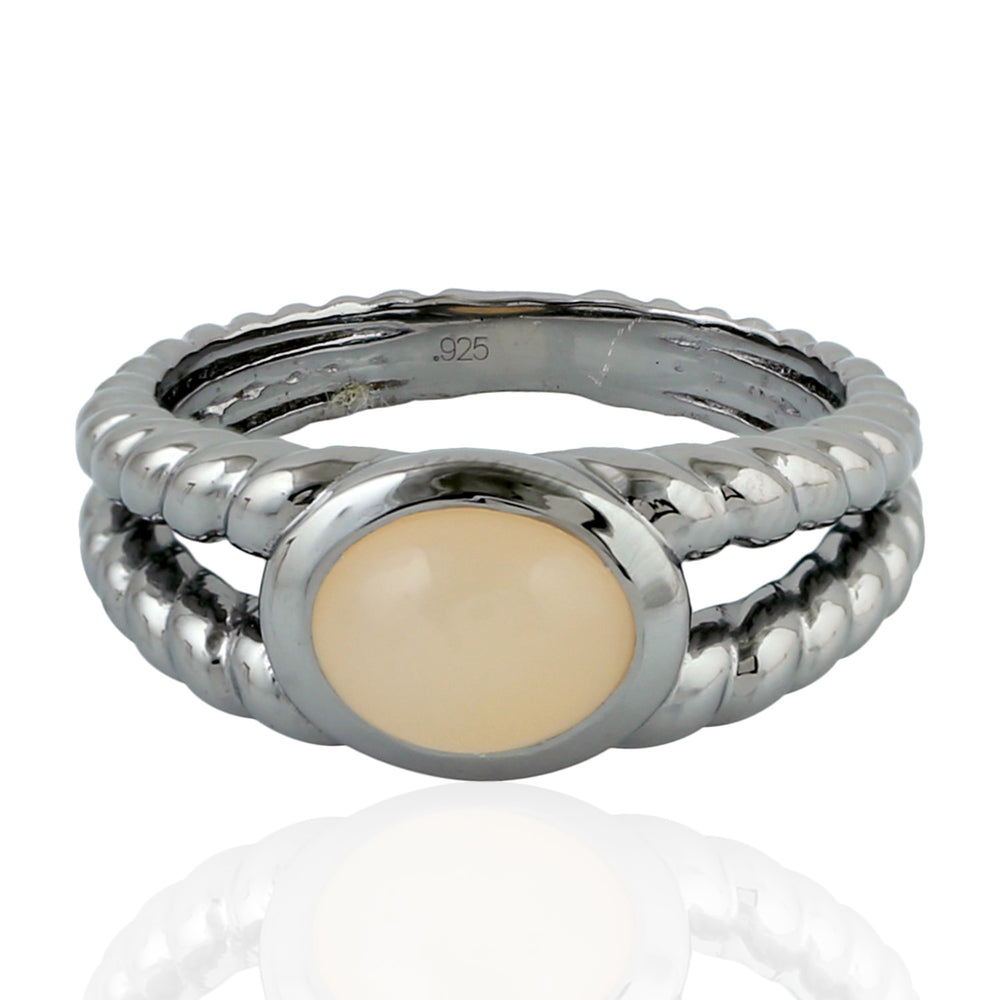 Bezel Set Moonstone Designer Sterling Silver Handmade Ring