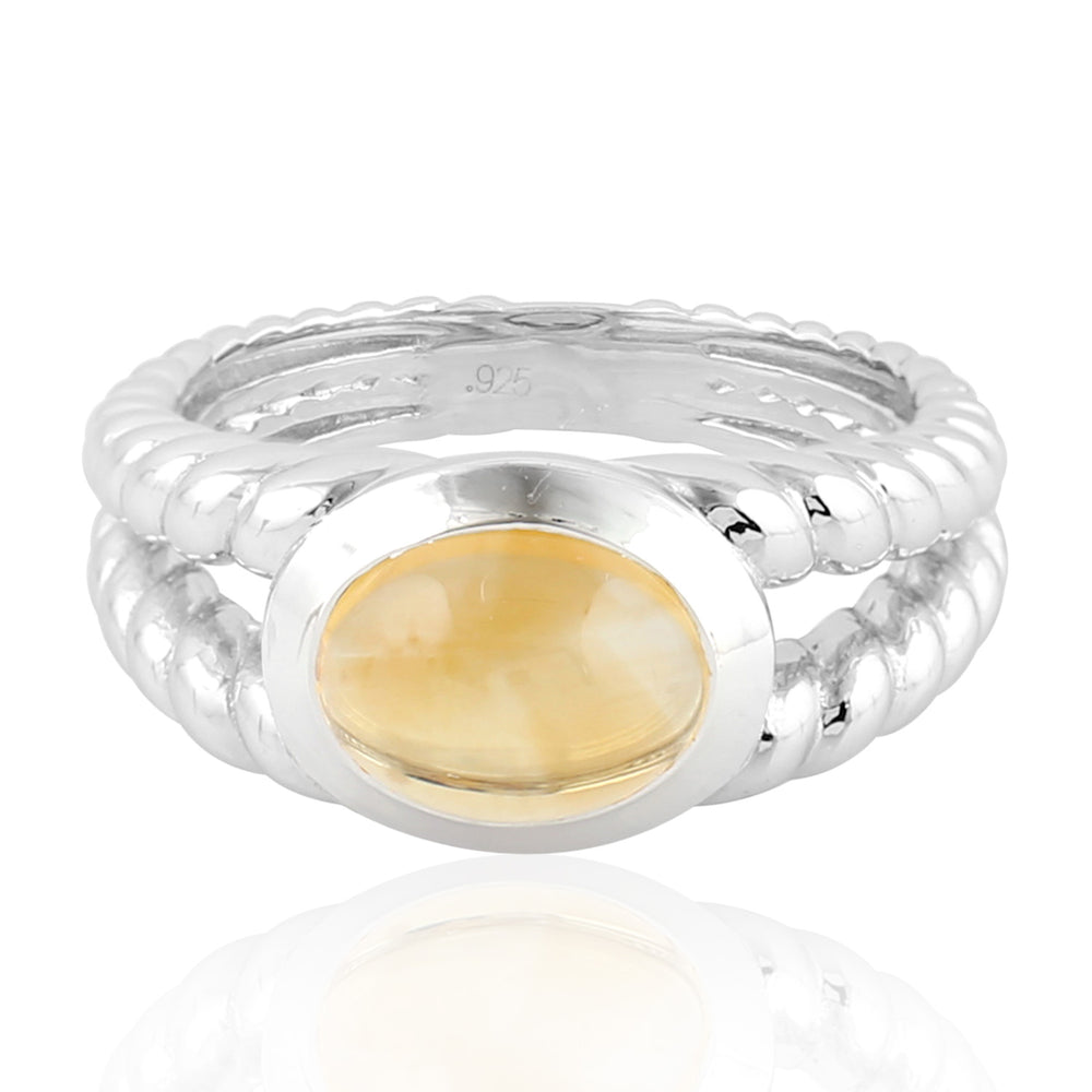 Bezel Set Citrine Designer Sterling Silver Handmade Ring