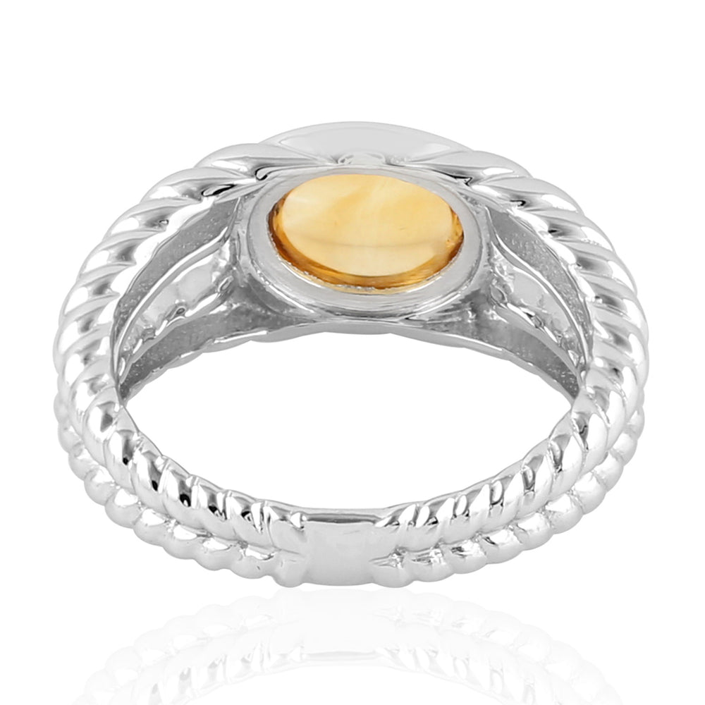 Bezel Set Citrine Designer Sterling Silver Handmade Ring