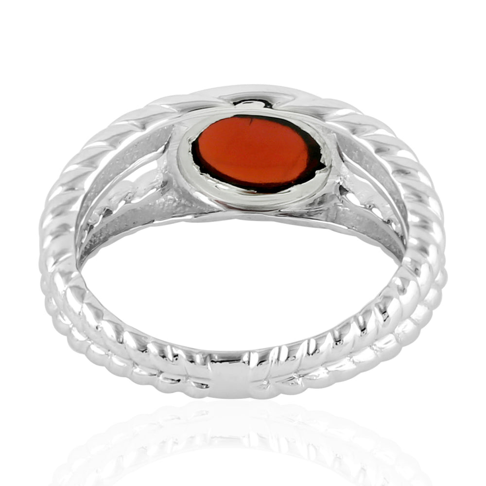 Bezel Set Garnet Designer Sterling Silver Handmade Ring