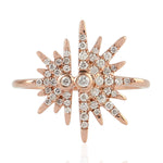 Natural Diamond 18k Rose Gold Sun Burst Design Cocktail Ring