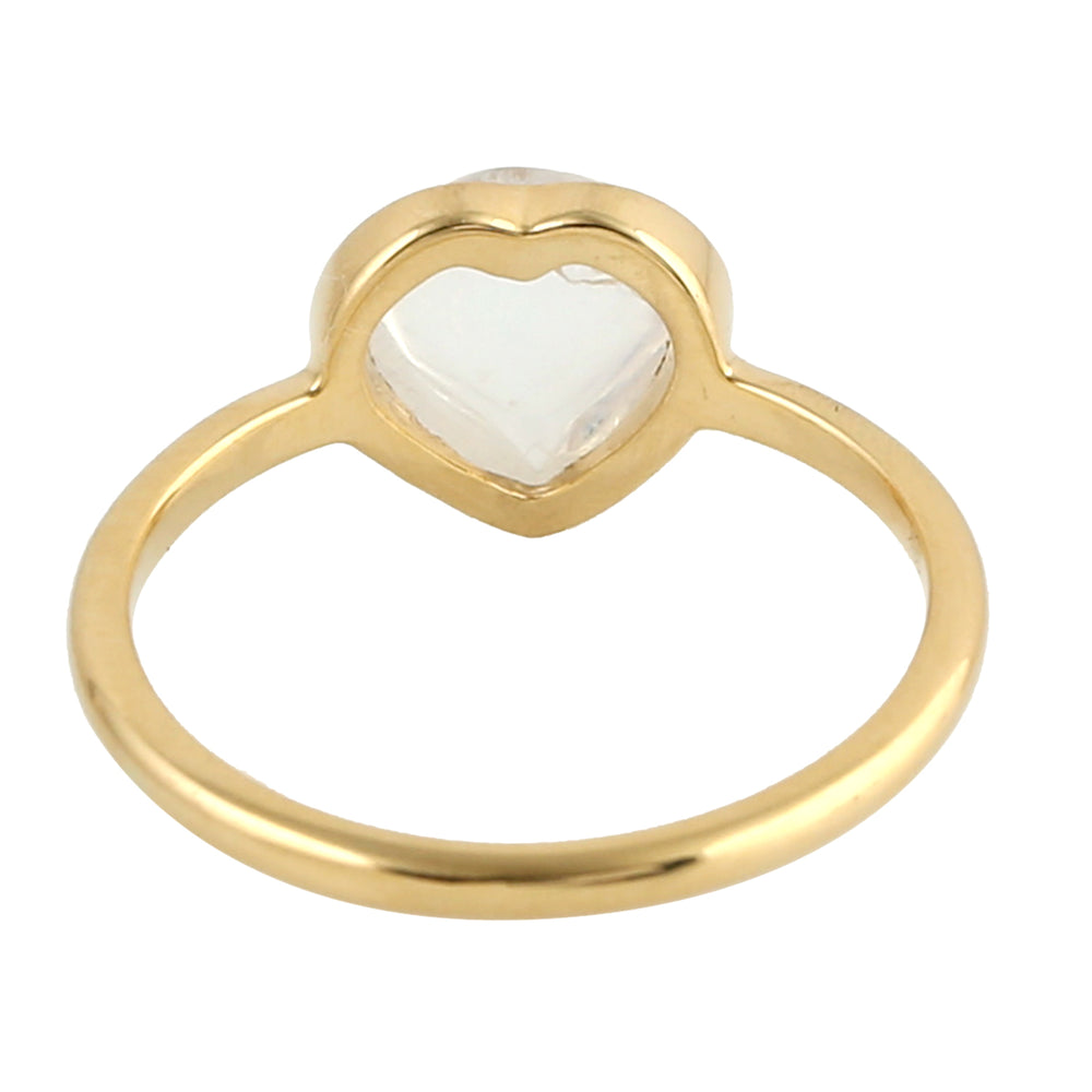 Moonstone Gemstone Bezel Set 18K Yellow Gold Heart Ring Jewelry Valentine Gift For Her