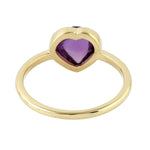 Amethyst Gemstone Bezel Set 18K Yellow Gold Heart Ring Jewelry Valentine Gift For Her