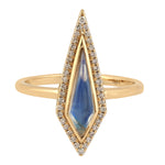Natural Blue Moonstone Pave Diamond Beautiful Ring Jewelry In 18k Yellow Gold