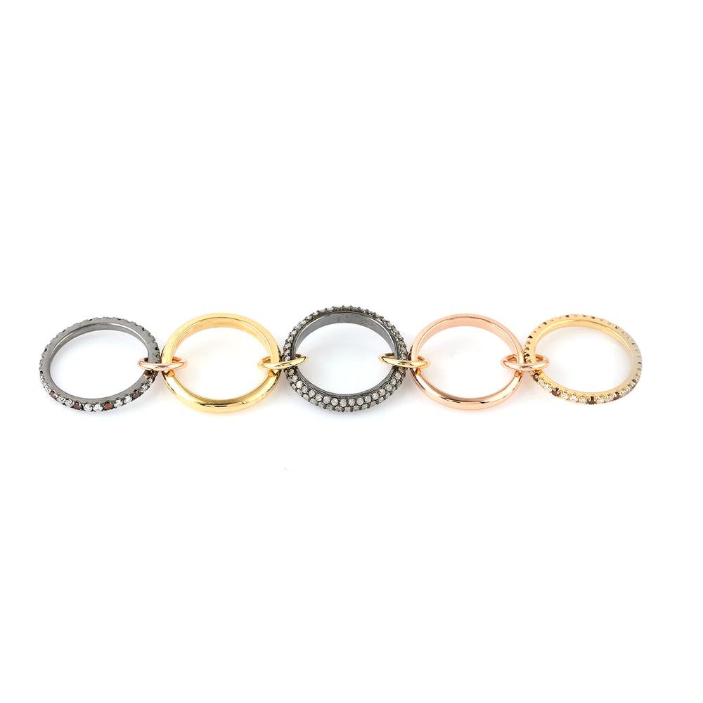 18K Yellow, Rose ,White, Rose Gold Silver 5 Finger Ring Pave Diamond Jewelry For Her