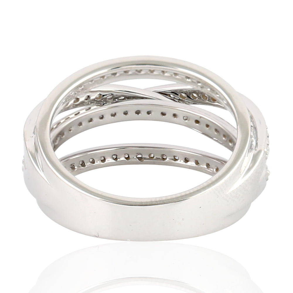 Micro Pave Diamond Spiral Ring In Solid 18K White Gold For Her