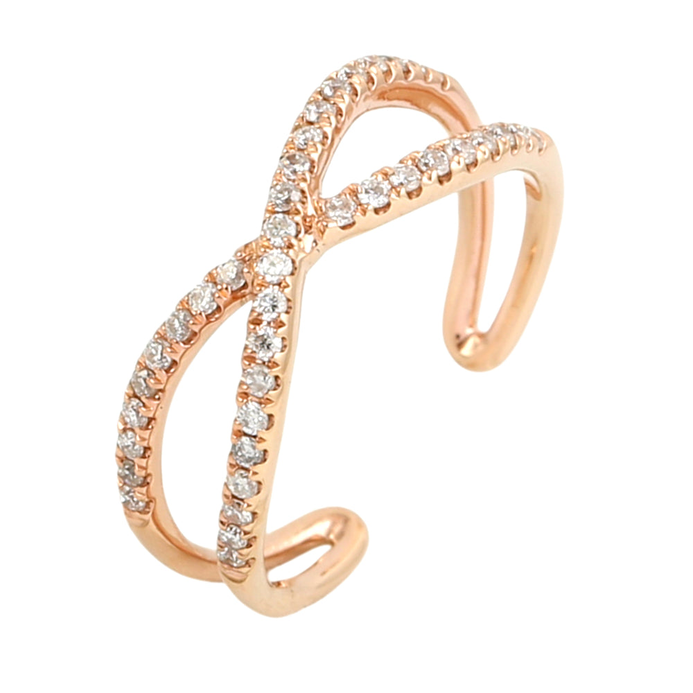 14K Rose Gold Pave Natural Diamond Designer Ring For Women's