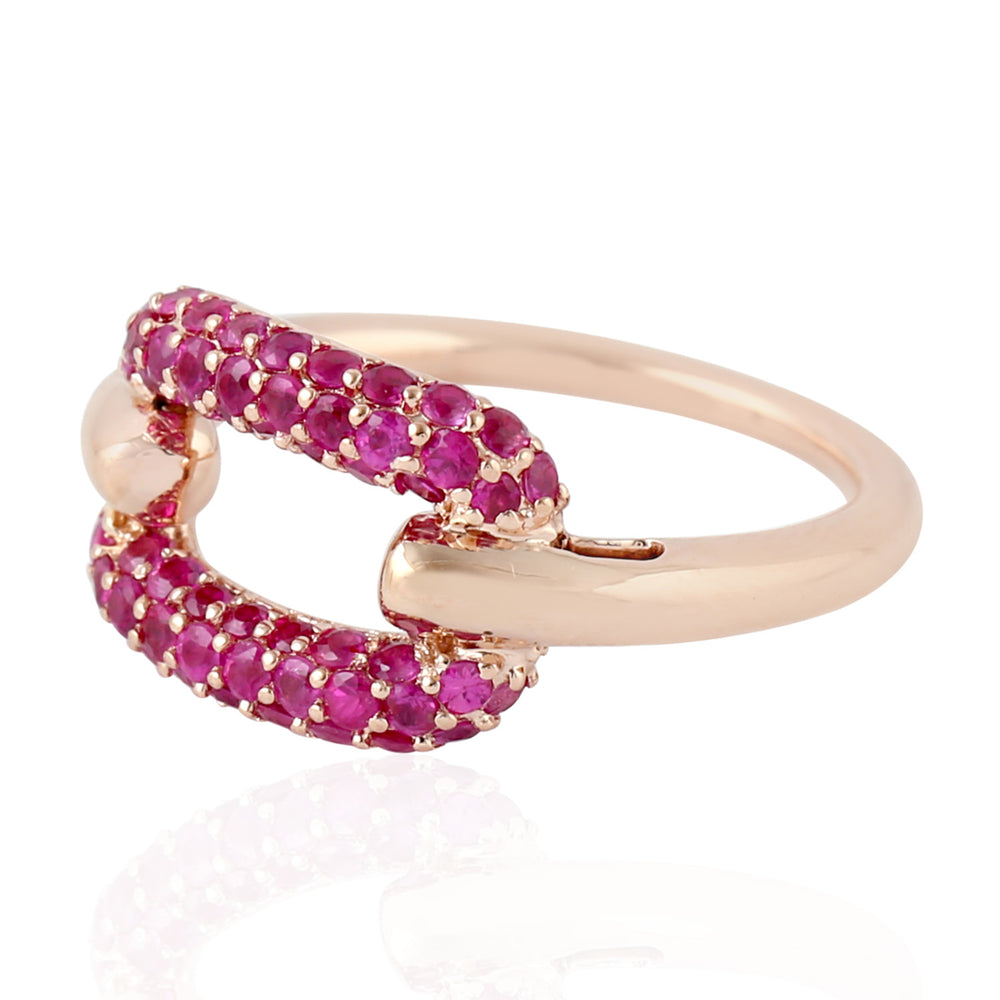 18K Rose Gold Pave Ruby Gemstone Designer Ring For Her