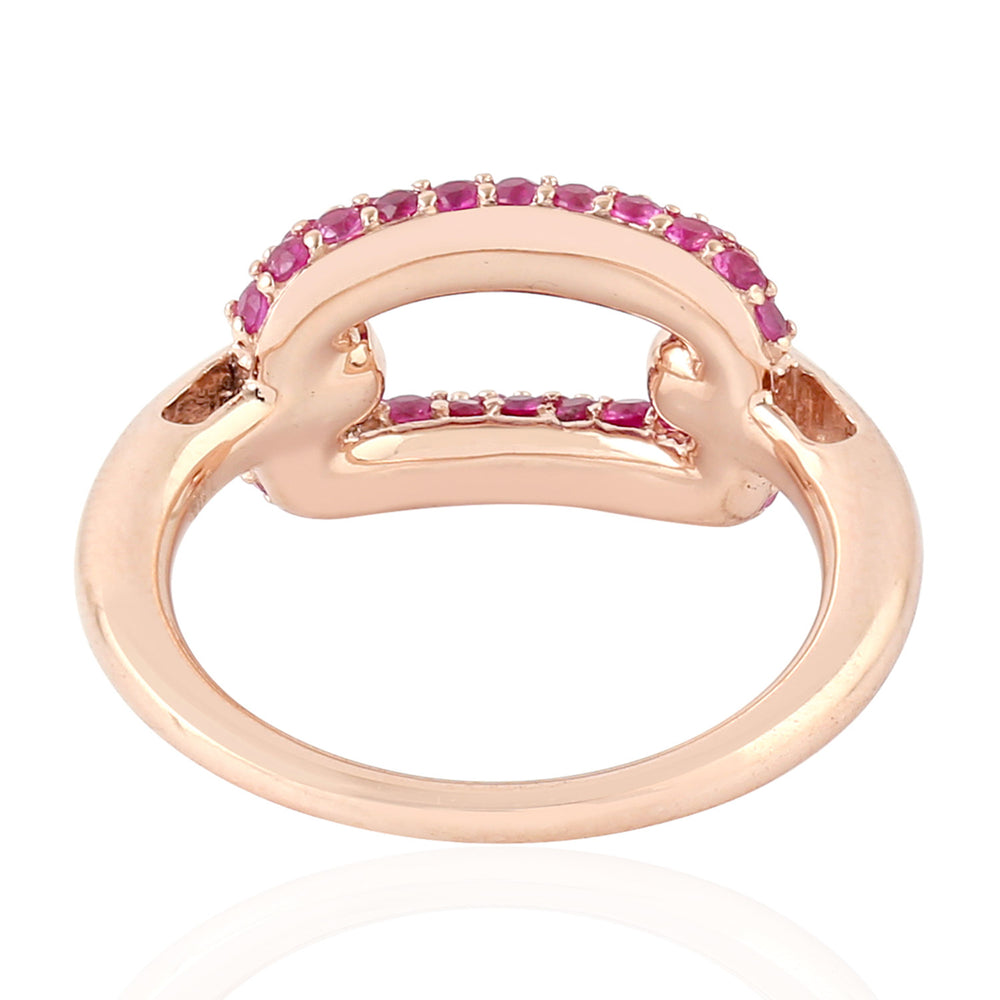 18K Rose Gold Pave Ruby Gemstone Designer Ring For Her