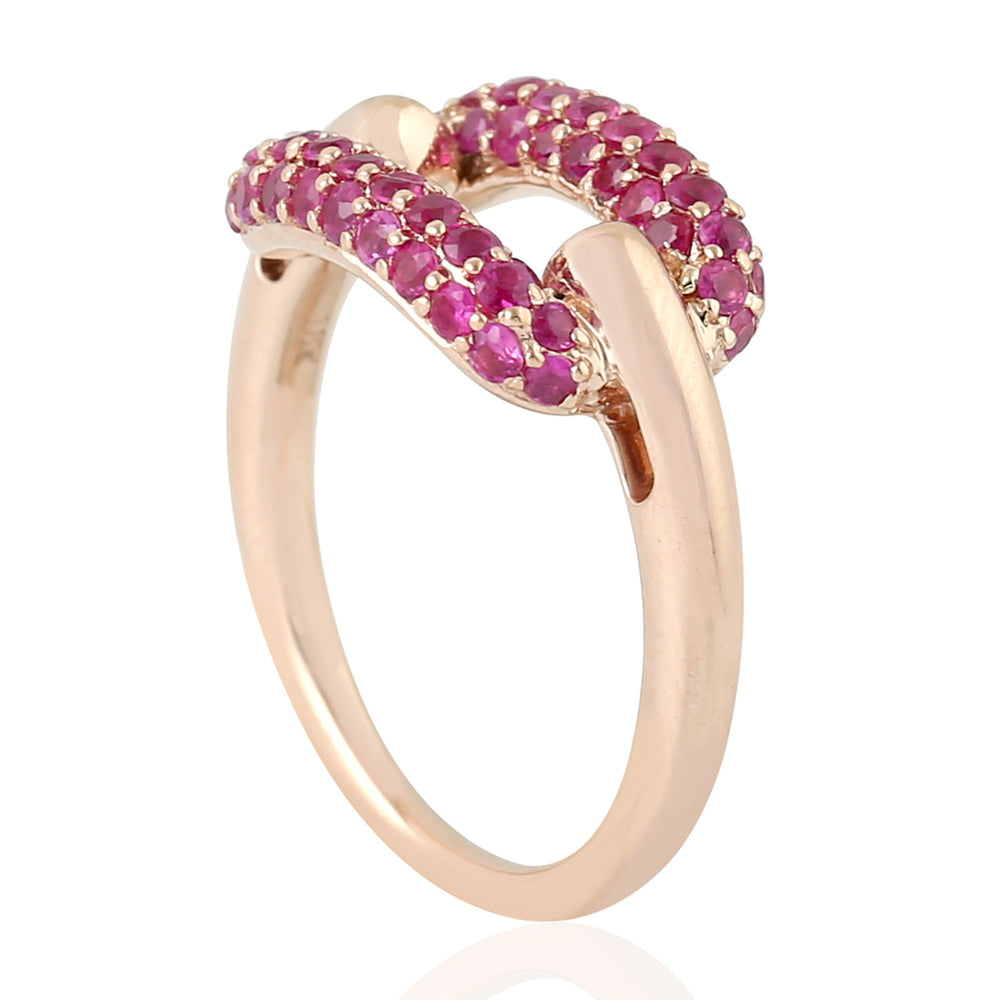 18K Rose Gold Pave Ruby Gemstone Designer Ring For Her
