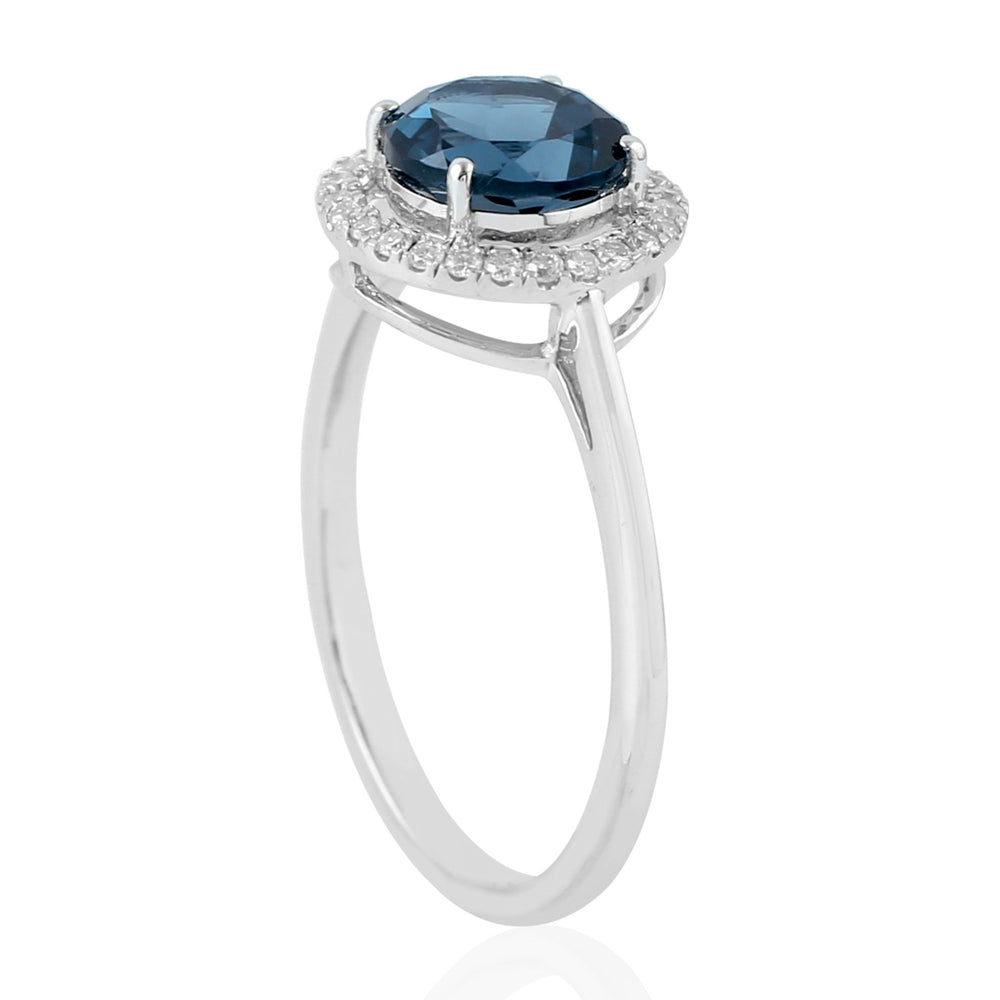 London Blue Topaz Solitaire Ring In 18k White Gold Jewelry For Women's