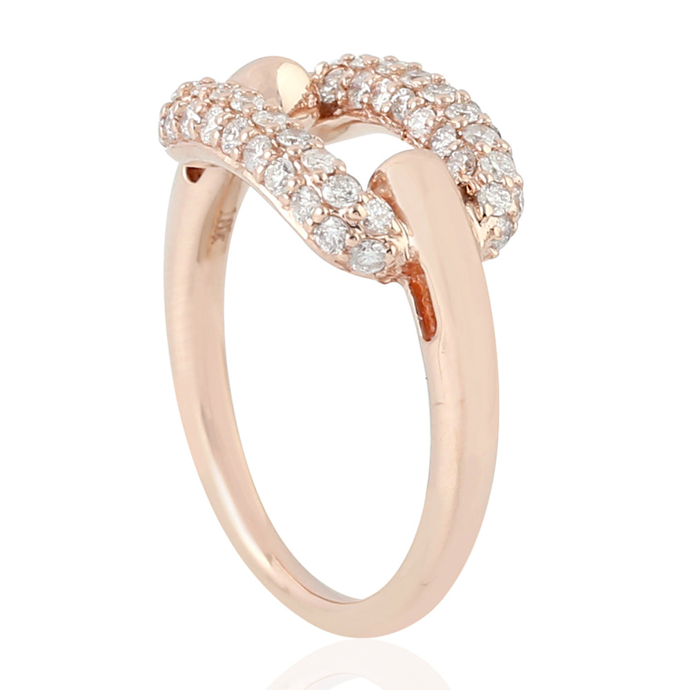18K Rose Gold Pave Natural Diamond Designer Band Ring For Her