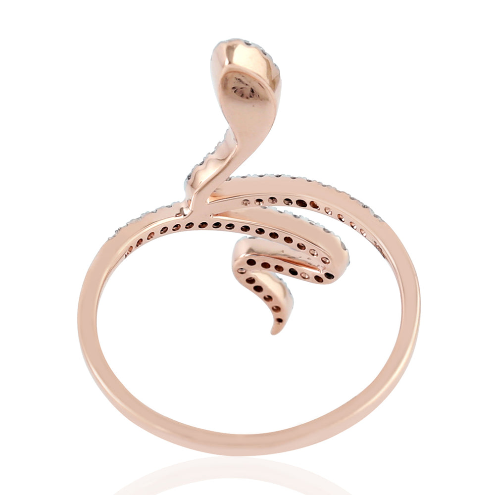 Studded Diamond Snake Spiral Ring In 18k Rose Gold Jewelry Gift