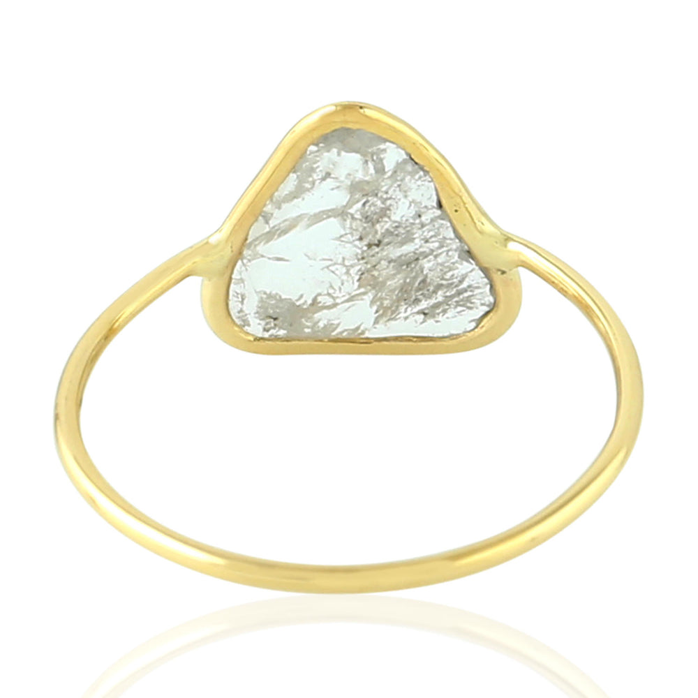 Natural Trillion Cut Slice Diamond In 14k Yellow Gold Ring For Women
