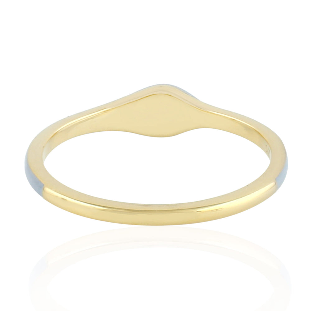 14K Yellow Gold Bezel Rose Cut Diamond Enamel Band Ring