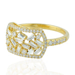 Tapered Baguette Diamond Cluster Ring In 18k Yellow Gold For Women