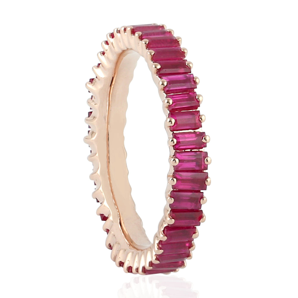 18K Rose Gold Channel Ruby Gemstone Full Eternity Band Ring