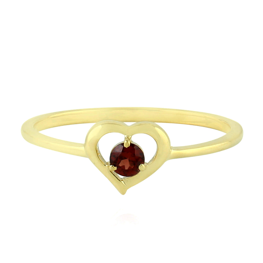 14K Yellow Gold Prong Set Garnet January Birthstone Heart Shape Ring