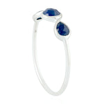 Bezel Set Sapphire Three Stone Ring In 14k White Gold Jewelry For Women's