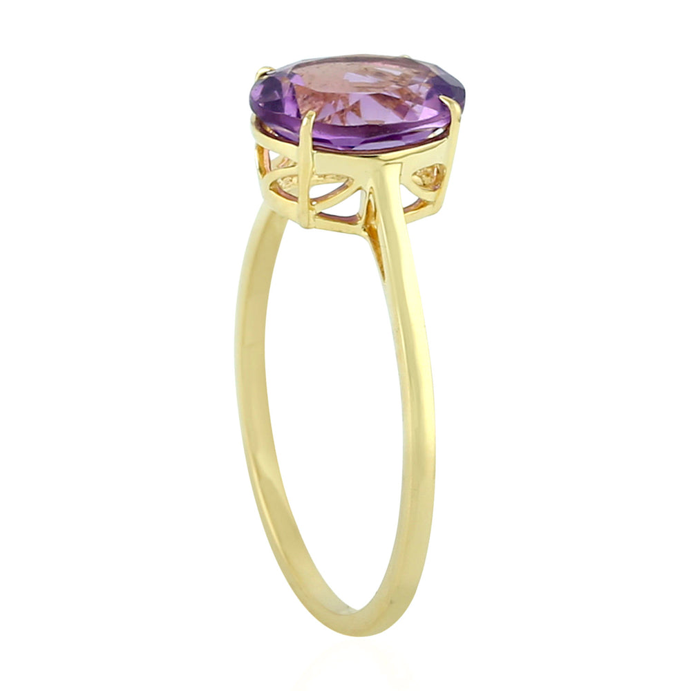 14K Yellow Gold Oval Cut Amethyst Gemstone Ring For Women's
