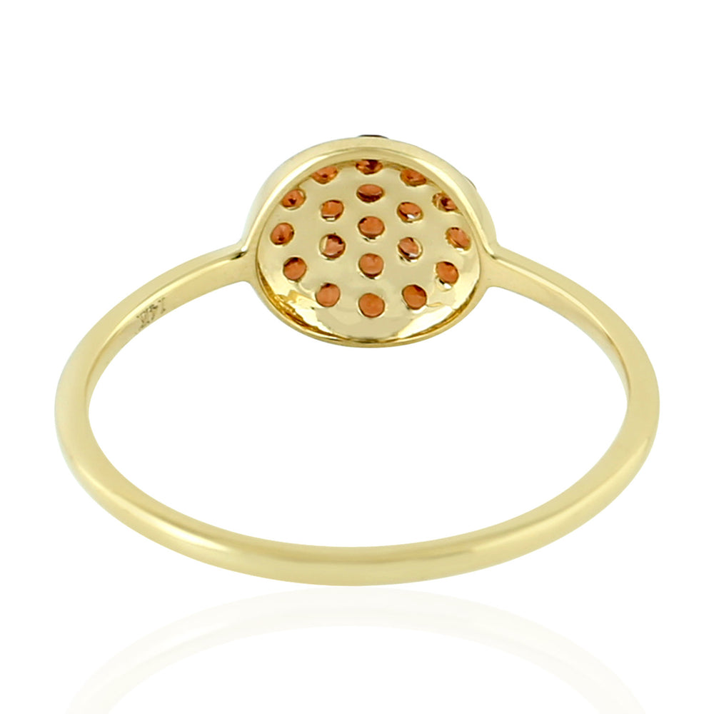 Studded Garnet Gemstone Disc Ring Jewelry In Yellow Gold