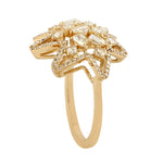 18k Yellow Gold Rose Cut Diamond Star Ring Women's Jewelry