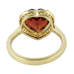 Garnet January Birthstone Pave Diamond Heart Shape Ring In Yellow Gold