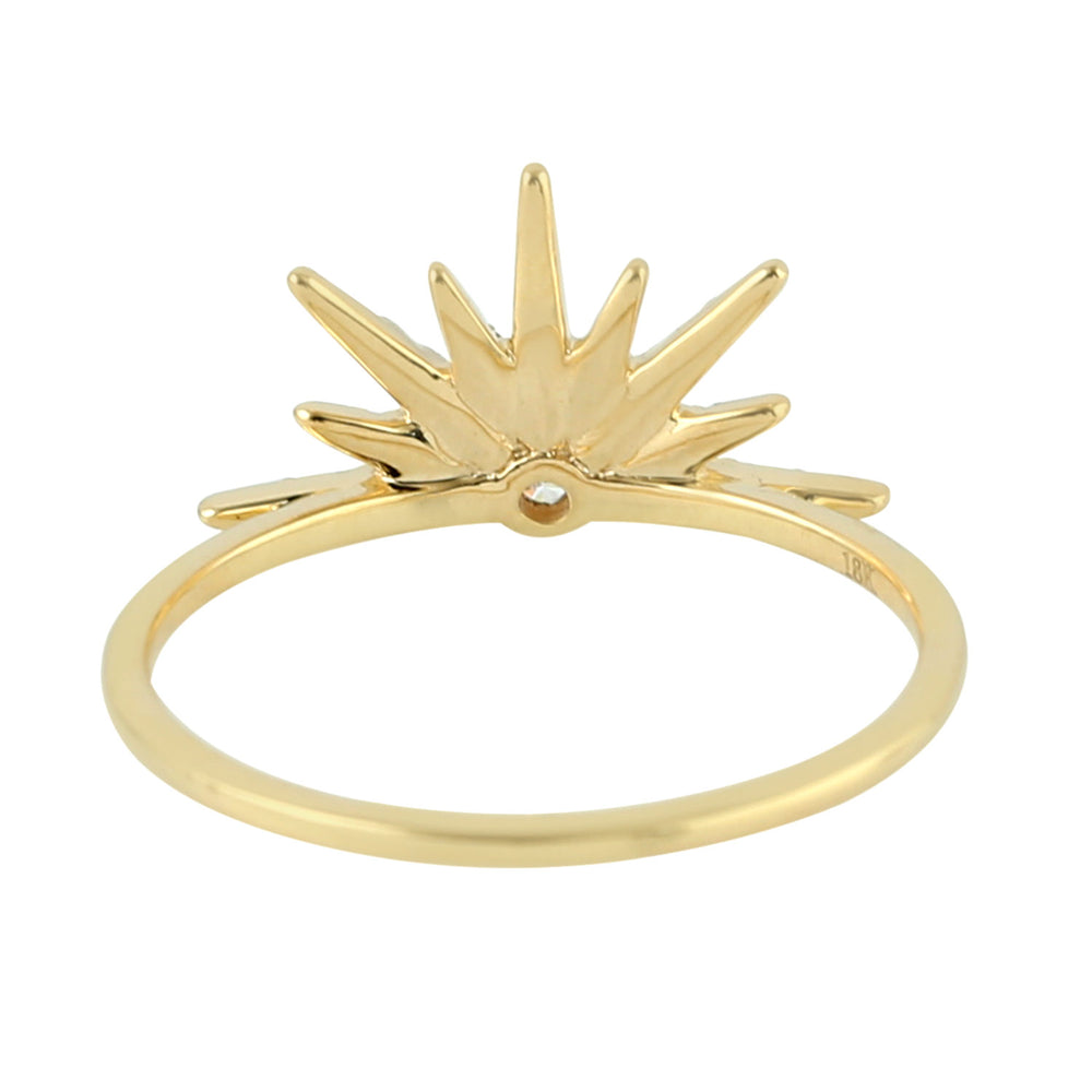 Micro Pave Diamond Half Starburst Ring In 18K Yellow Gold