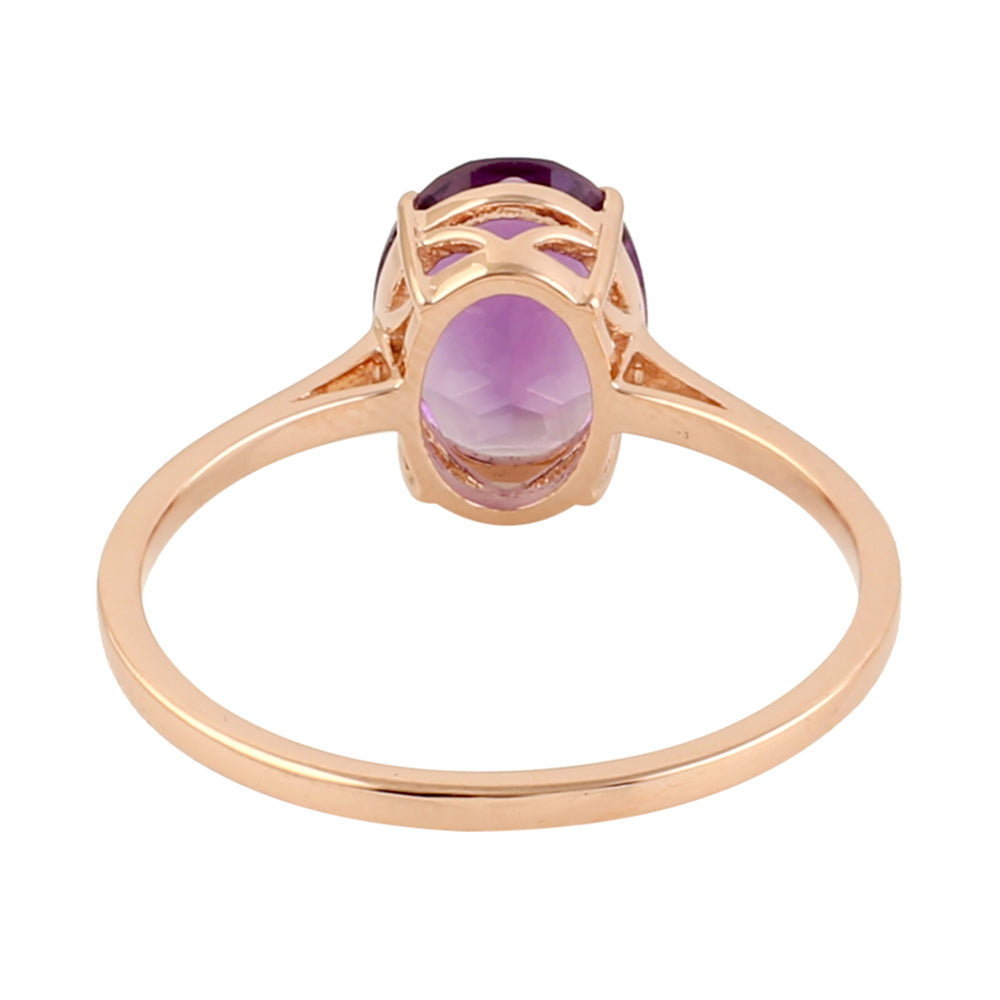 Oval Cut Amethyst February Birthstone Solitaire Ring In 10K Rose Gold